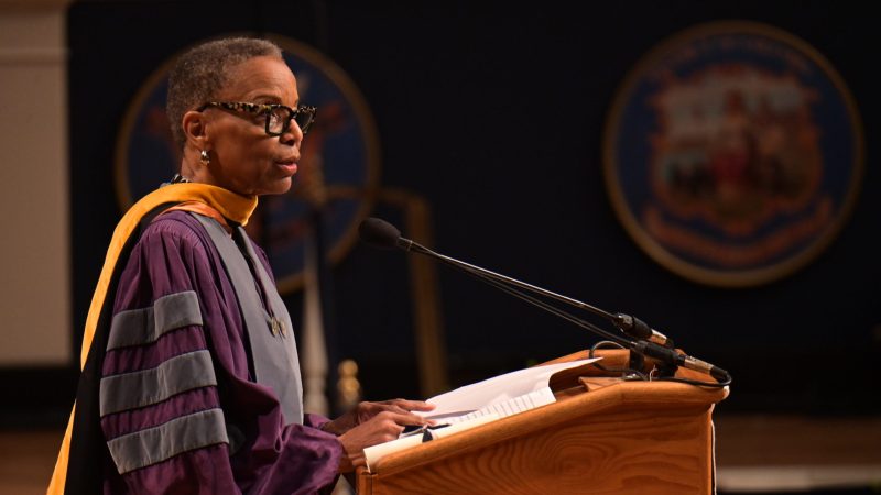 Dr. Joan Reede, dean for Diversity and Community Partnership at Harvard University, speaks at the School of Medicine&#039;s commencement ceremony.