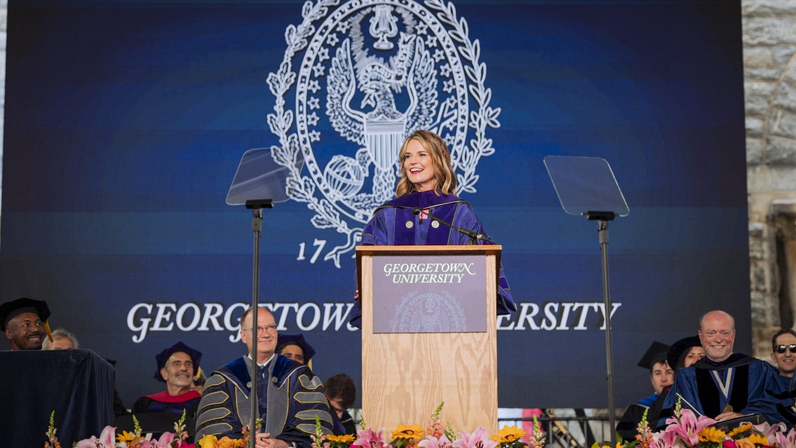 Savannah Guthrie (L&#039;02), co-anchor of NBC News&#039; Today and the network&#039;s chief legal correspondent, speaks at Georgetown Law&#039;s commencement.