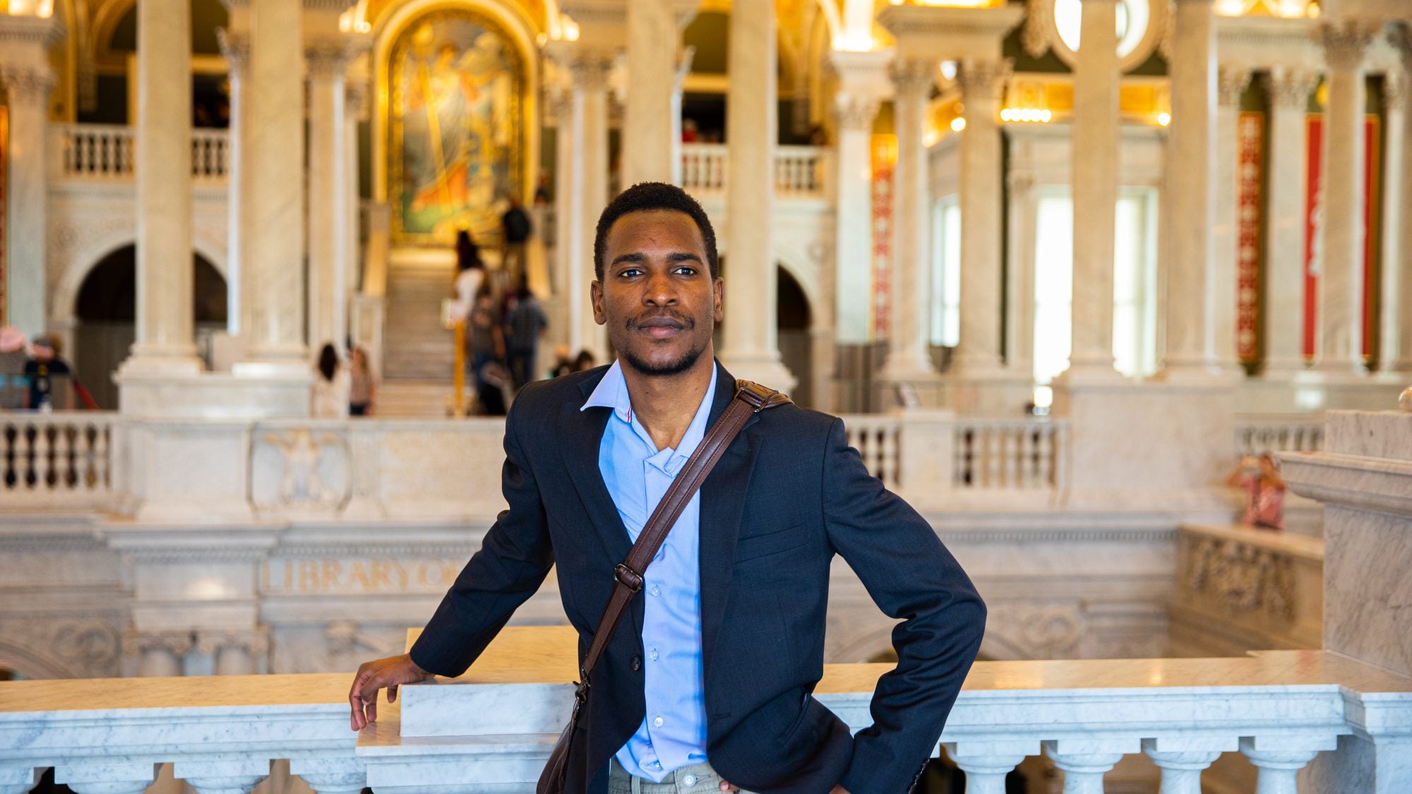 Nyasha Gandawa (B&#039;23) poses for a photo at the Library of Congress.