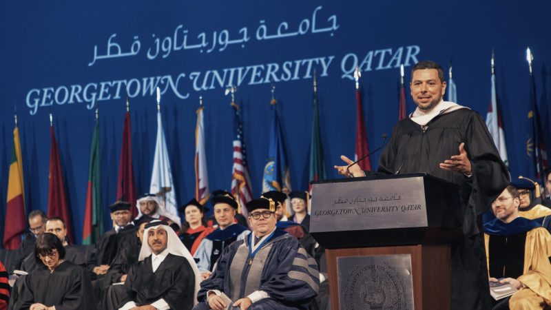 Ayman Mohyeldin, MSNBC host of AYMAN, speaks at Georgetown in Qatar&#039;s commencement ceremony in May.