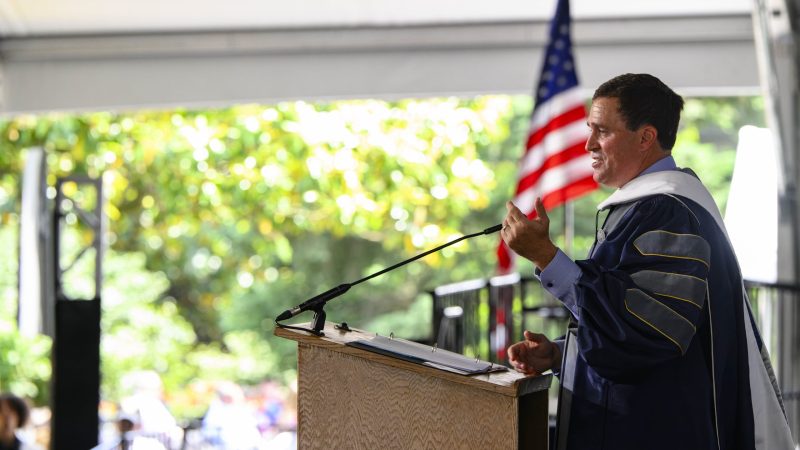 Dan Helfrich (SFS&#039;98, MBA&#039;99), the chair and CEO of Deloitte Consulting LLP, spoke at the School of Business&#039; undergraduate commencement at Georgetown.