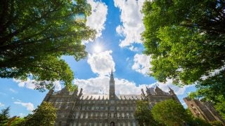 Healy Hall on a sunny day