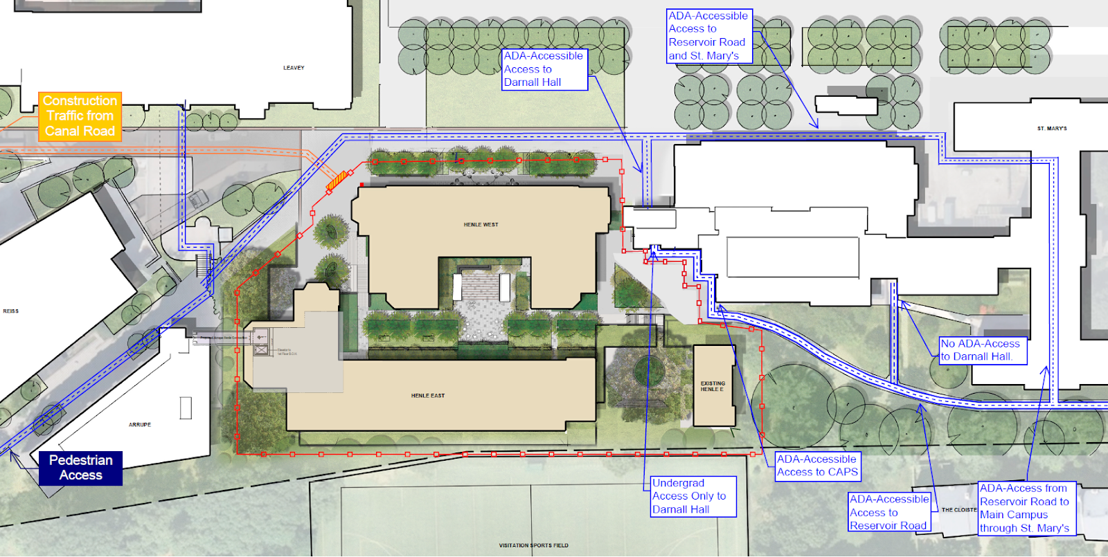 Henle Village Demolition Next Week and Accessible Pathways