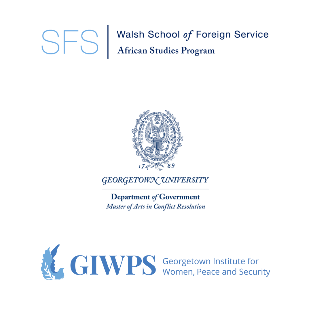 Graphic with SFS African Studies Program, Department of Government, and GIWPS logos.