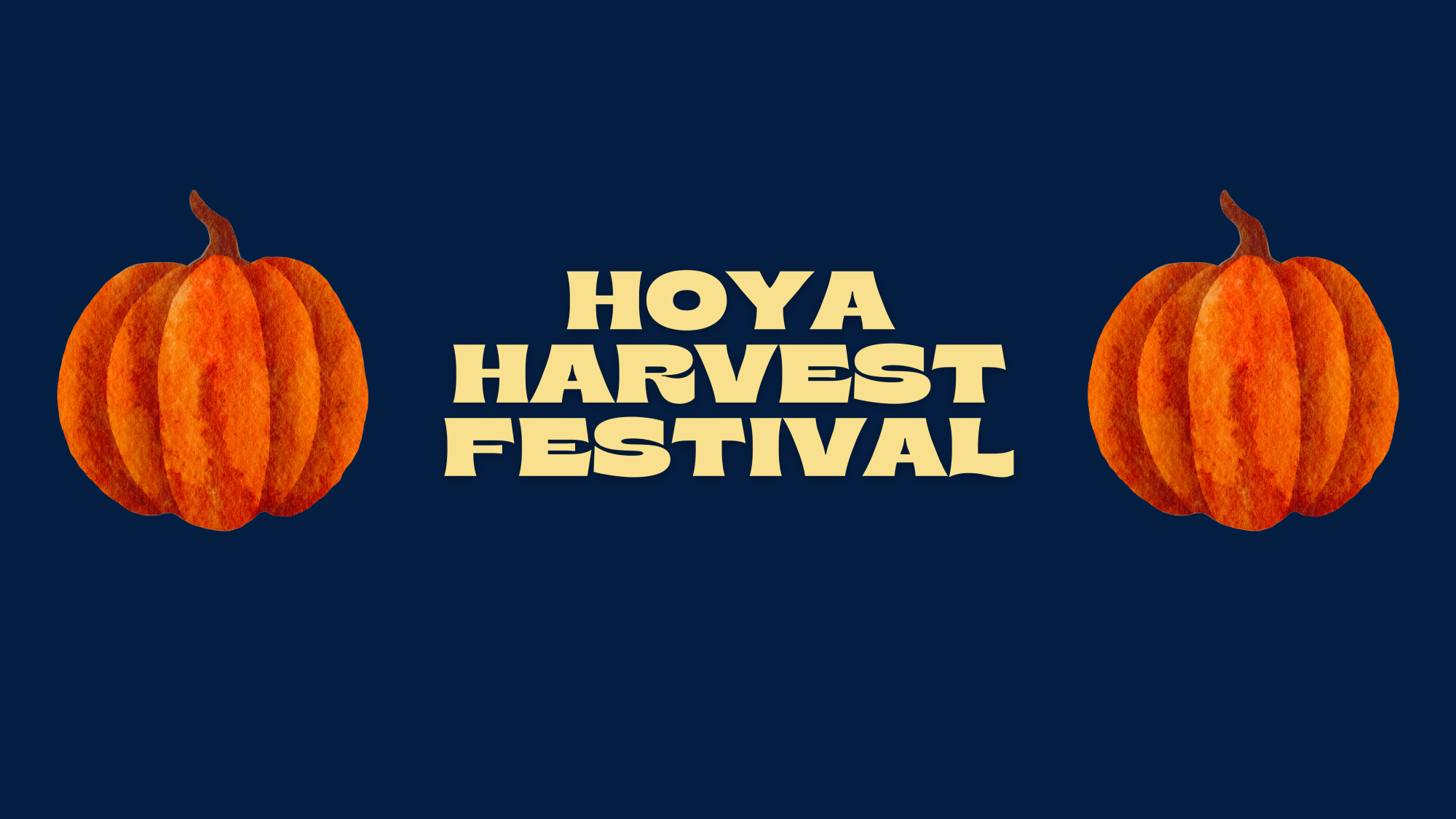 Graphic with stylized pumpkins and text, &quot;Hoya Harvest Festival.&quot;