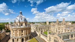 An aerial view of the city of Oxford, England.