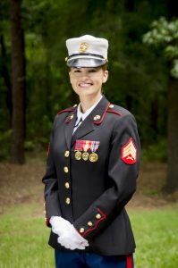 Raquel Burgett in her Marine dress uniform
