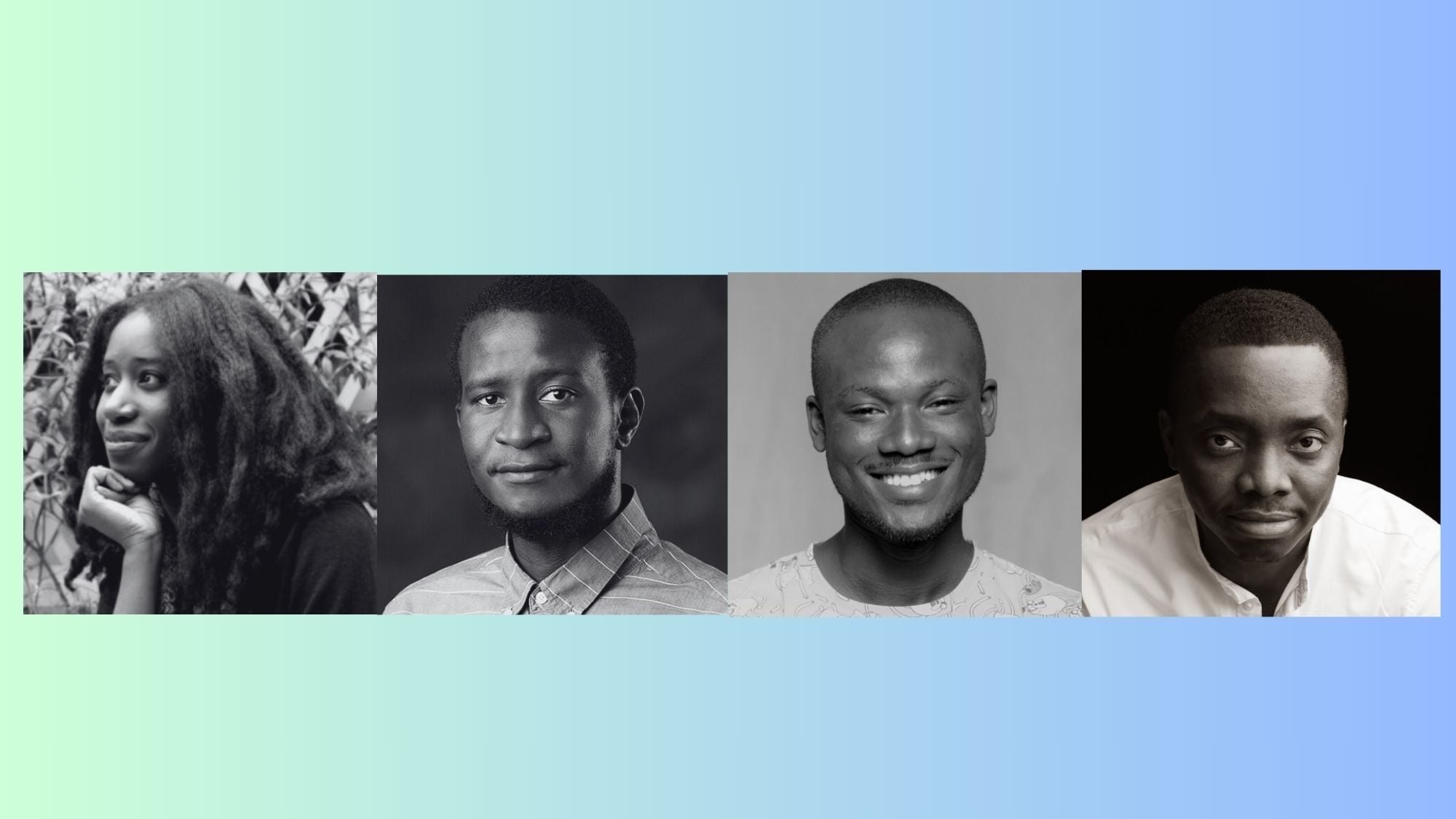 Headshots for Victoria Adukwei Bulley, Saddiq Dzukogi, Henneh Kyereh Kwaku, and Tolu Oloruntoba.