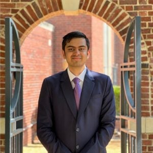 Hari Choudhari in a suit for a portrait