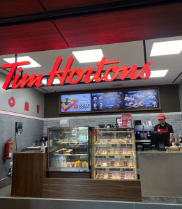 Tim Hortons menu and ordering window