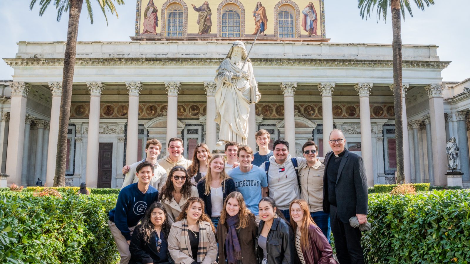 Group of students at the Basilica of St. Paul Outside the Walls.
