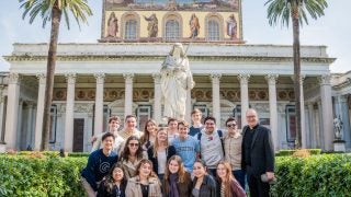 Group of students at the Basilica of St. Paul Outside the Walls.