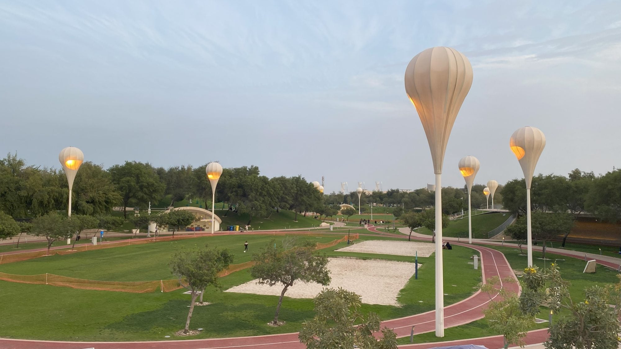 Oxygen park empty at sunset