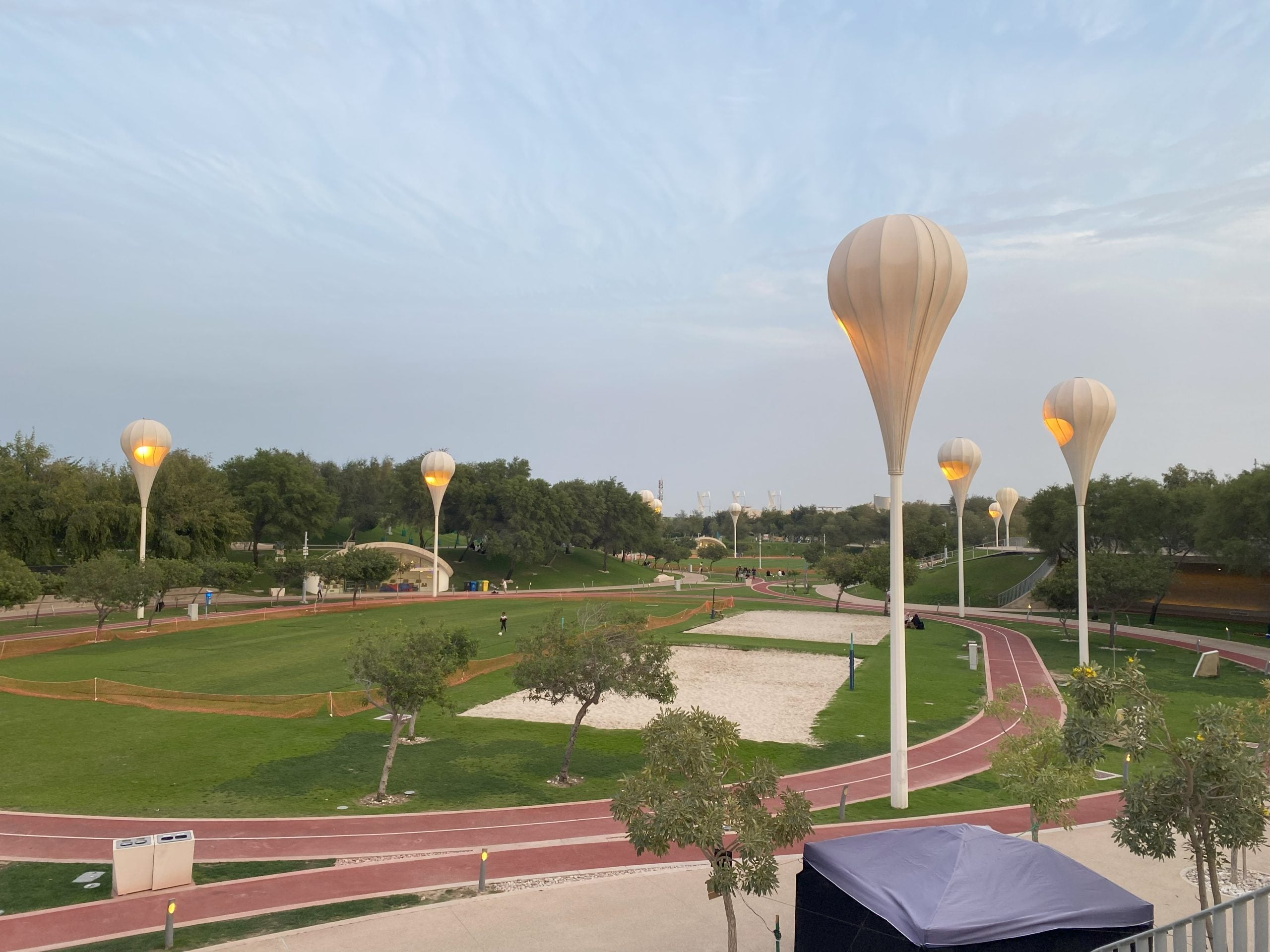 Oxygen park empty at sunset