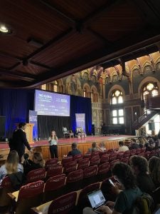 Gaston Hall being set up for speaker Boris Johnson