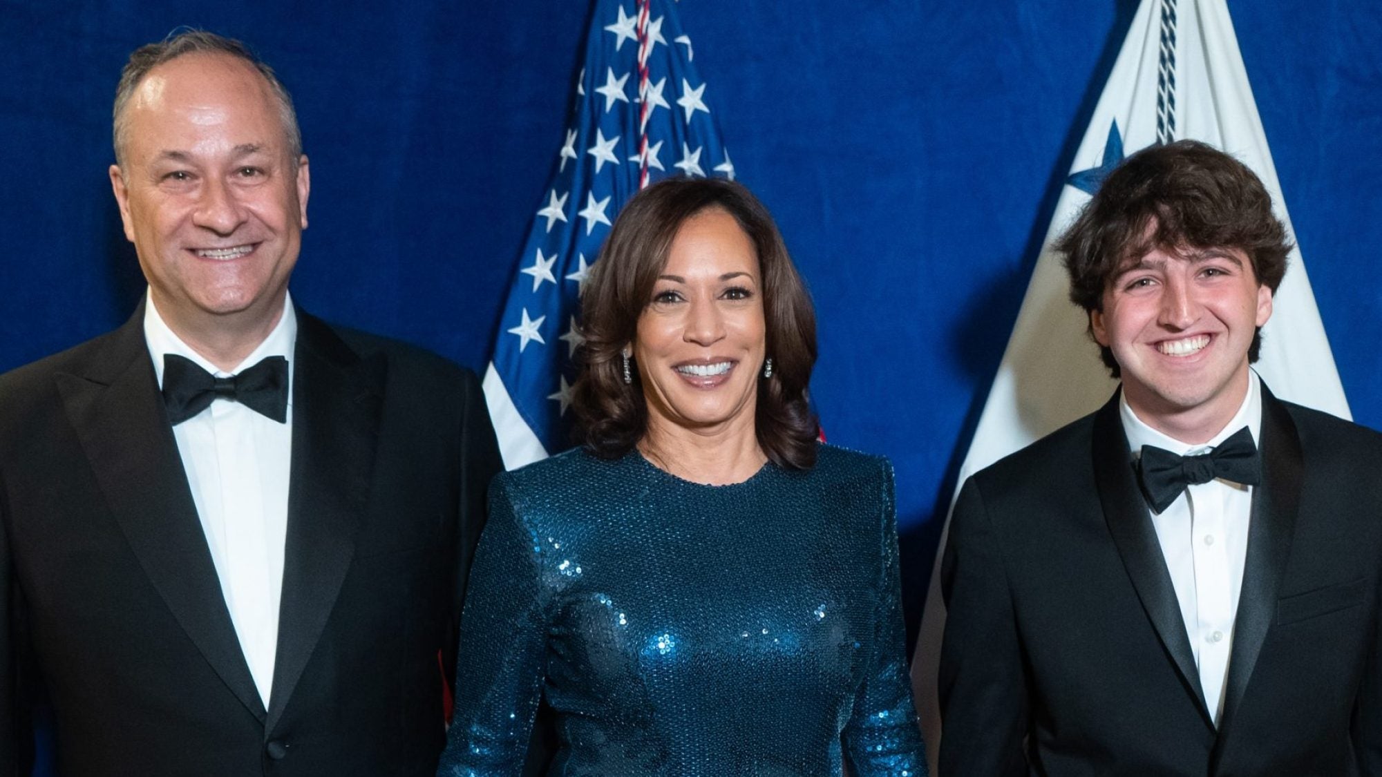 Gabe Fleisher with Kamala Harris and Doug Emhoff