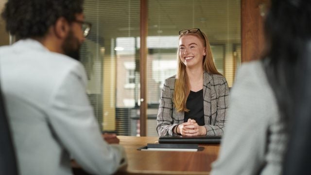 young graduate keen to impress at her first interview