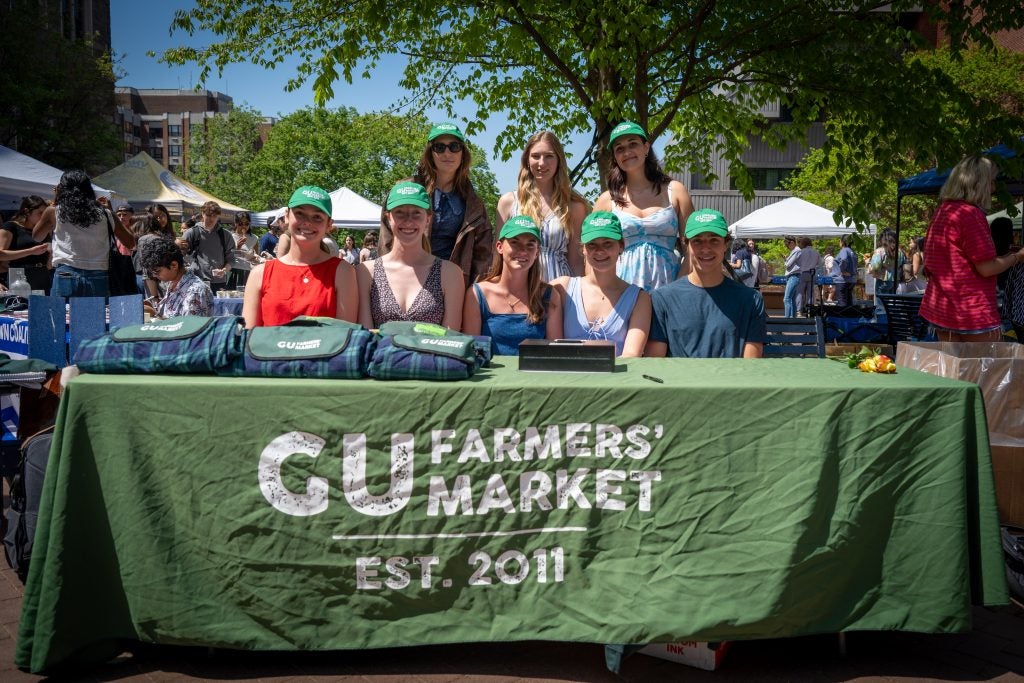 The board of the GU Farmers Market at the Farmers Market Table