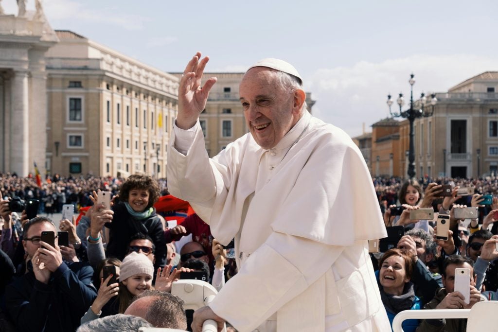 Pope Francis at the Vatican in a crowd