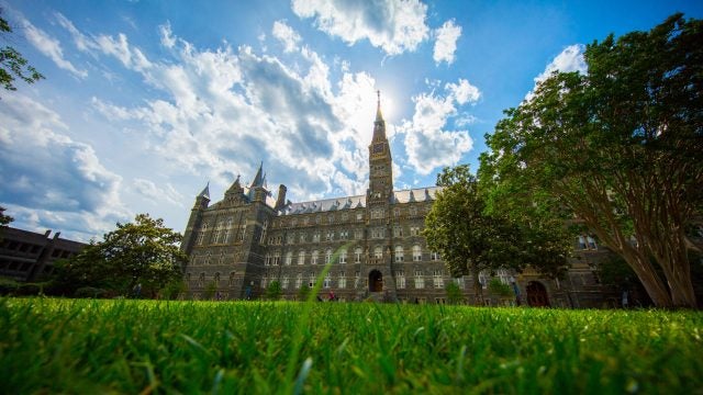 Healy Hall on a sunny day