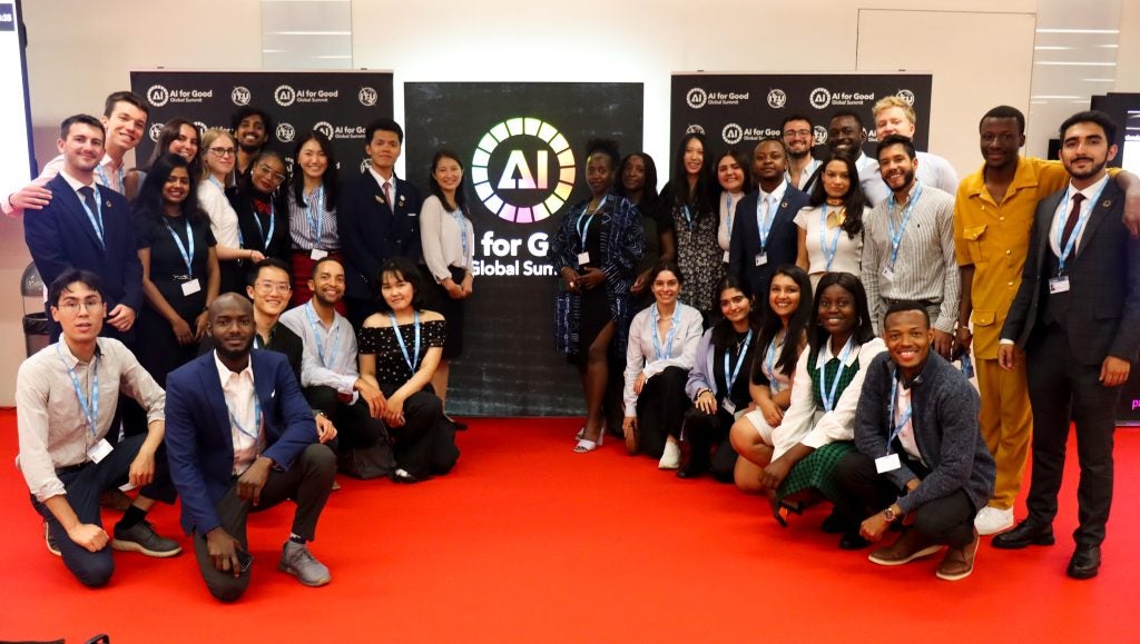 A group of people at a conference