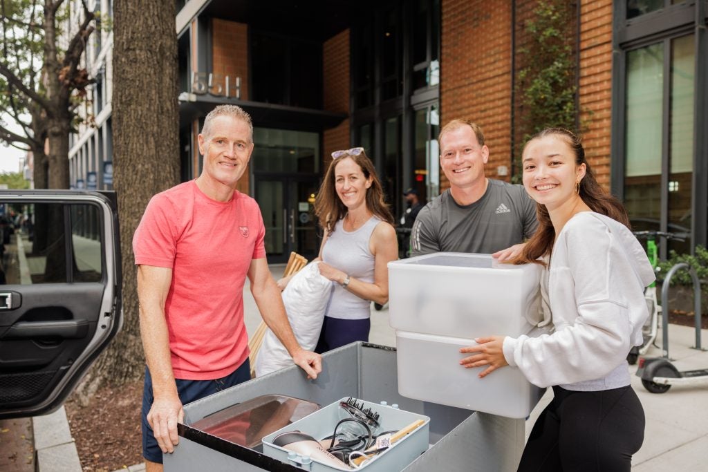 A family moves into a dorm
