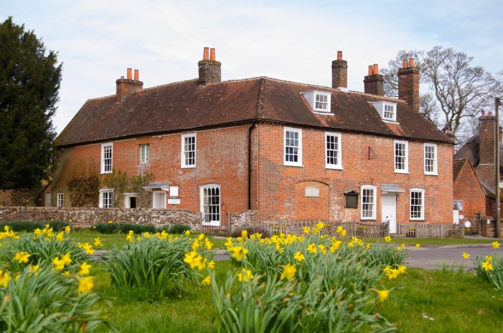 A brick home in England where Jane Austen lived
