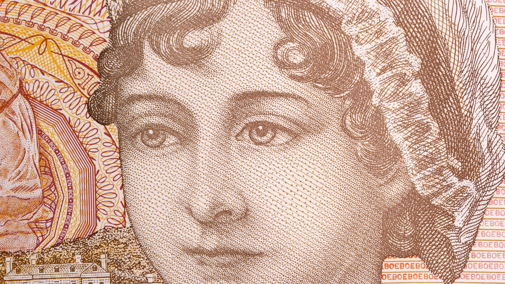 A close-up of Jane Austen&#039;s face on British money