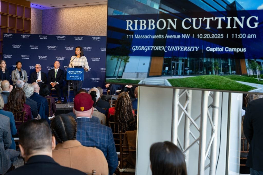 Mayor Bowser speaks at a ribbon cutting event