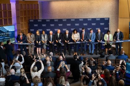 University and city leaders cut a ribbon