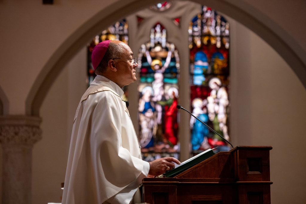 A Catholic bishop speaks in Dahlgren