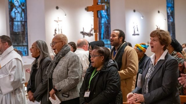 A group of people in Dahlgren Chapel