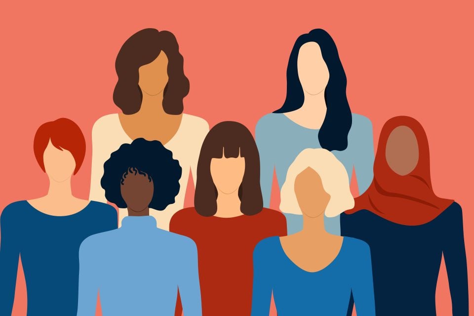 Illustration of seven women of various races