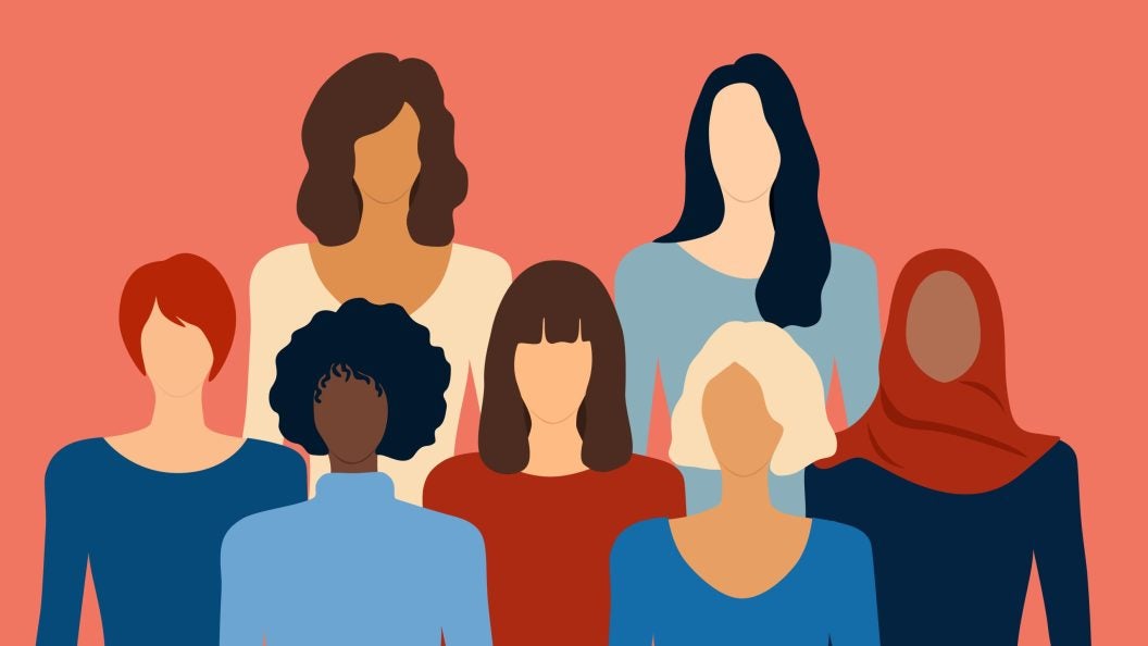 Illustration of seven women of various races