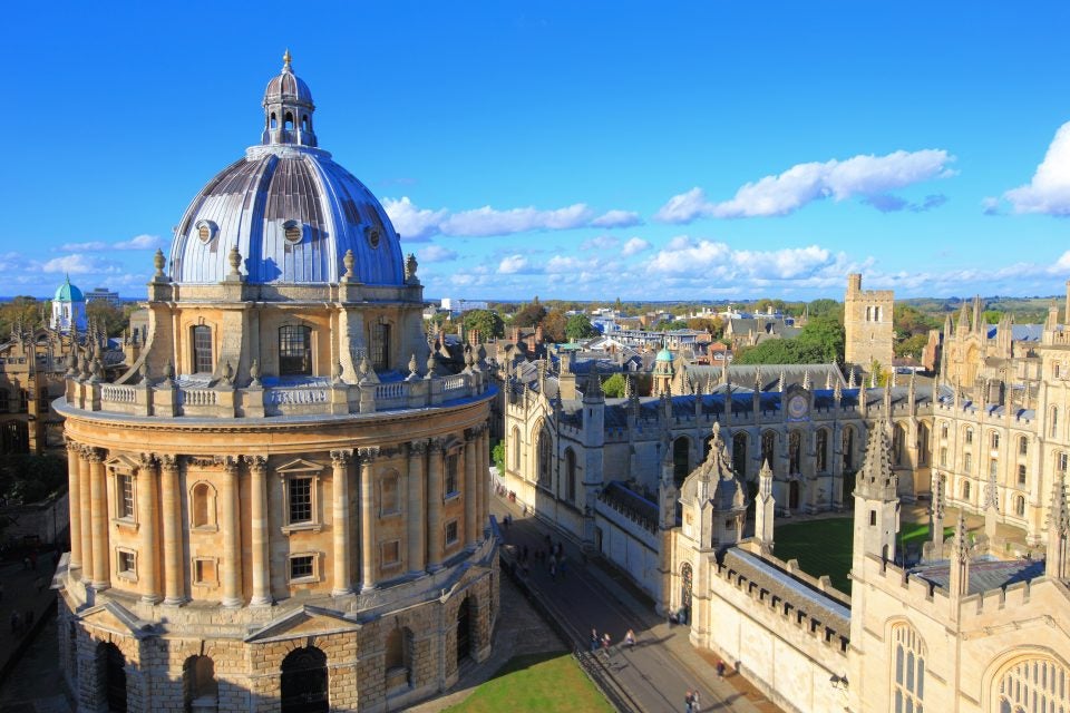 Oxford University&#039;s skyline with a close-up of its dome