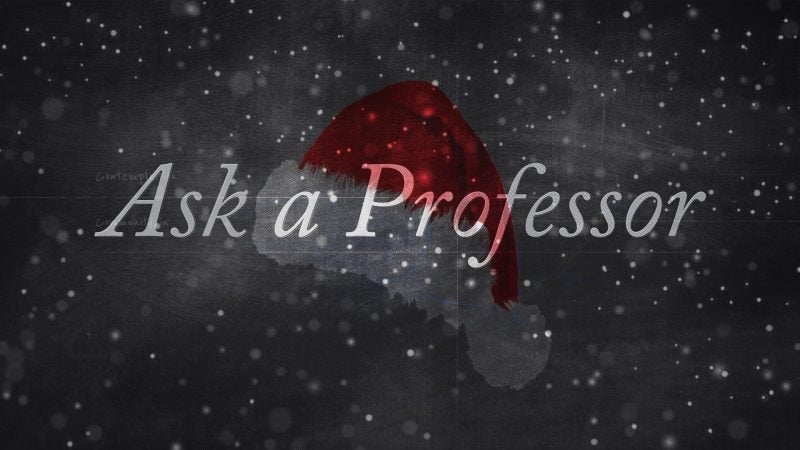 Dark thumbnail with Ask a Professor logo and a Santa hat