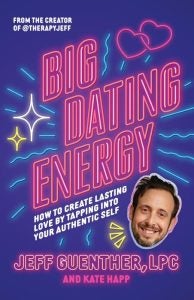 A purple book cover with the pink title "Big Dating Energy"