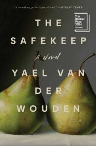 A book cover with two pears on it and the title "The Safekeep"