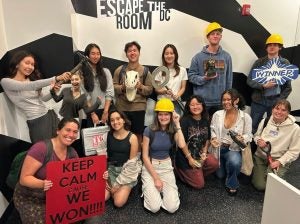 Group of young people at an escape room