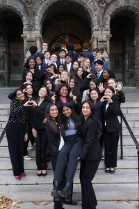 Group of students in Healy steps