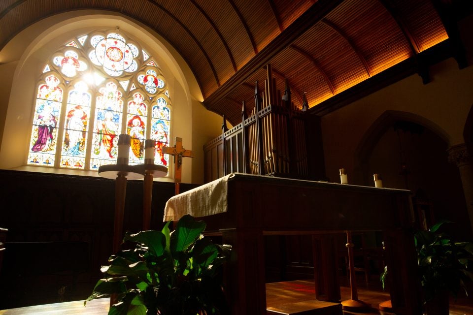 Interior of altar in Dahlgren Chapel