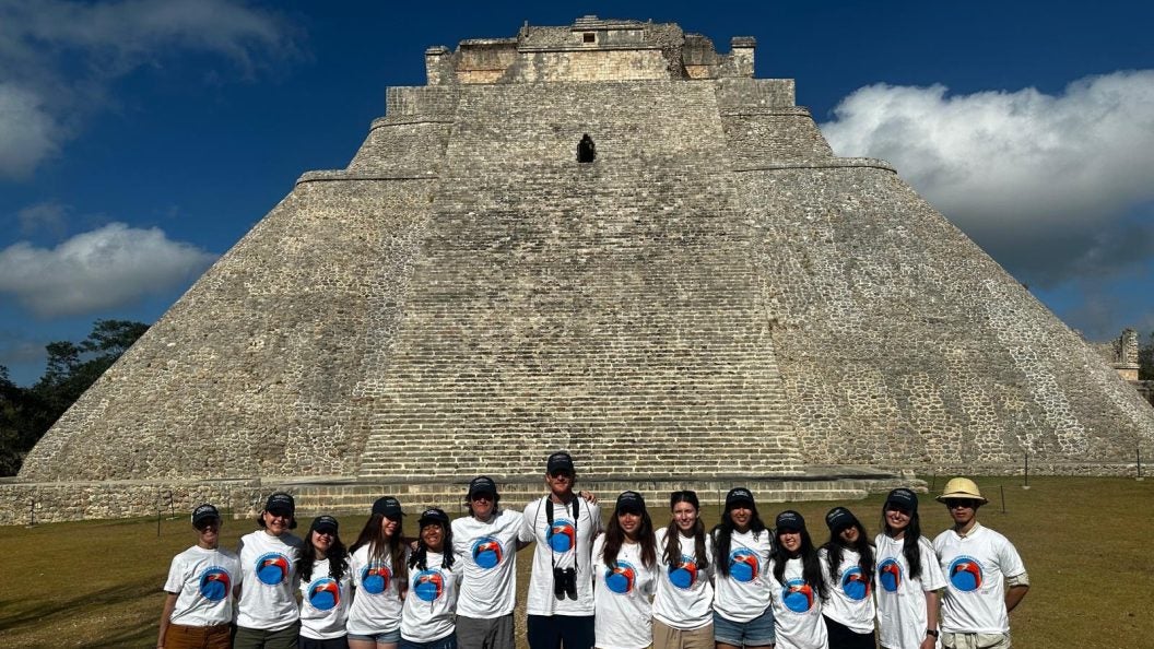 Group of students in white shirts in Mexico