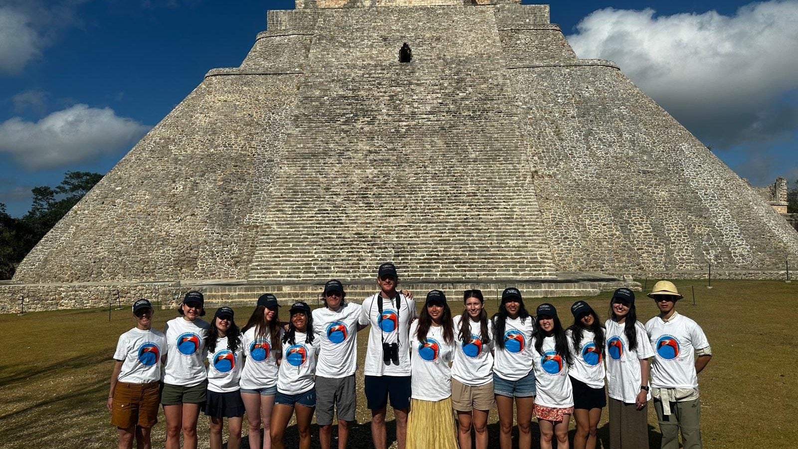 Group of students in white shirts in Mexico