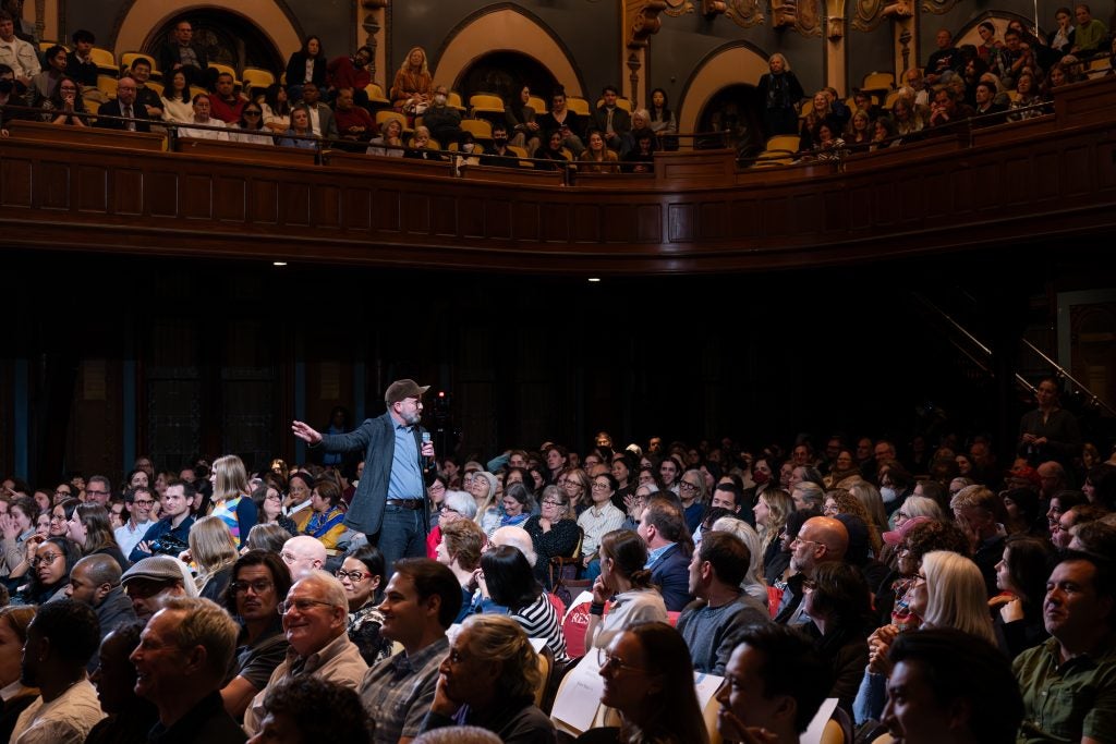 Man speaks in audience