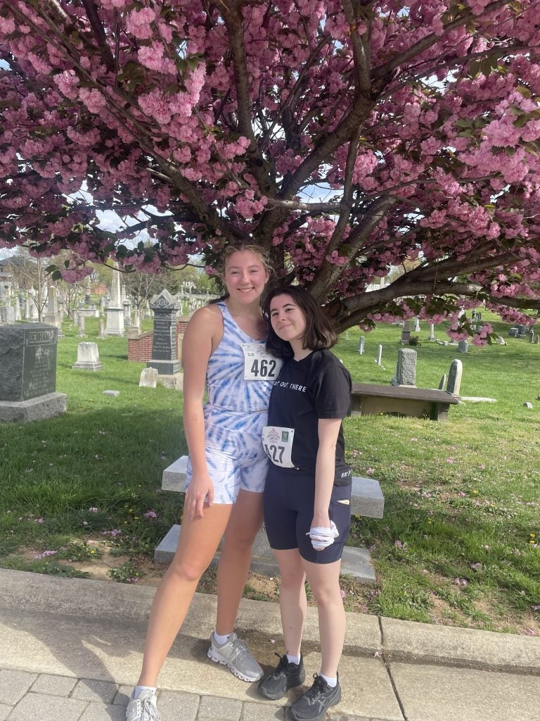 Two young women after a race