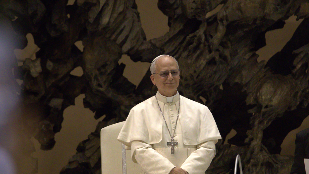 Pope Leo in his white garments smiling