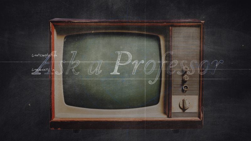 Old style TV with Ask a Professor branding