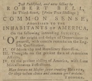 A parchment from Thomas Paine's Common Sense