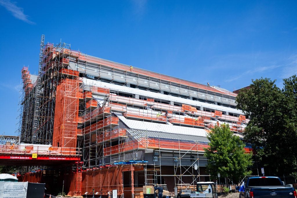 Construction on solar panels of a building's roof
