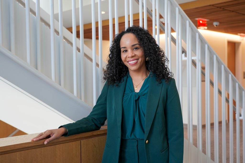 Black woman in blue suit